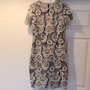 T Tahari Luna Dress in Navy and Gold